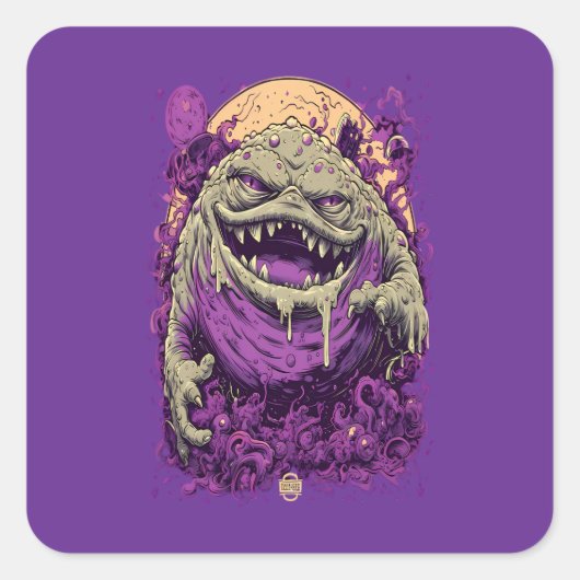パープルホーンのモンスター ダークコミックステッカー スクエアシール (正面)