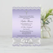 パープルボウかわいらしクロス聖餐式 招待状 (スタンド正面)