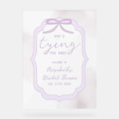 パープルボウの水彩色の結婚前お茶会 アクリルサイン (正面)