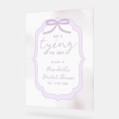 パープルボウの水彩色の結婚前お茶会 アクリルサイン (傾斜)