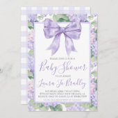 パープルボウガール名門私立校風のサザンベビーシャワー 招待状 (正面/裏面)