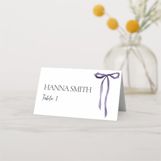 パープルボウコケッティー 結婚式前パーティー プレイスカード (正面)