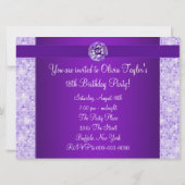 パープルボウスパークルガールズ 18歳の誕生日パーティー 招待状 (裏面)
