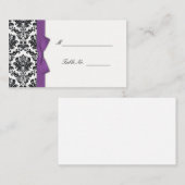 パープルボウダマスウェディングプレイスカード プレイスカード (正面/裏面)