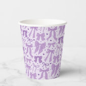 パープルボウパターン誕生日パーティー 紙コップ (正面)