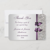 パープルボウフェイクシルバーシークインズダイヤモンドサンキュー サンキューカード (裏面)