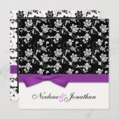 パープルボウフラワー結婚式招待状 招待状 (正面/裏面)