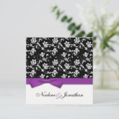 パープルボウフラワー結婚式招待状 招待状 (スタンド正面)