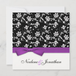 パープルボウフラワー結婚式招待状 招待状