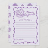 パープルボウレトロコケットケーキタイムカプセルカード 招待状 (正面/裏面)