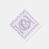 パープルボウレトロハートコケッテケーキガレンティーンズ スタンダードカクテルナプキン (角)