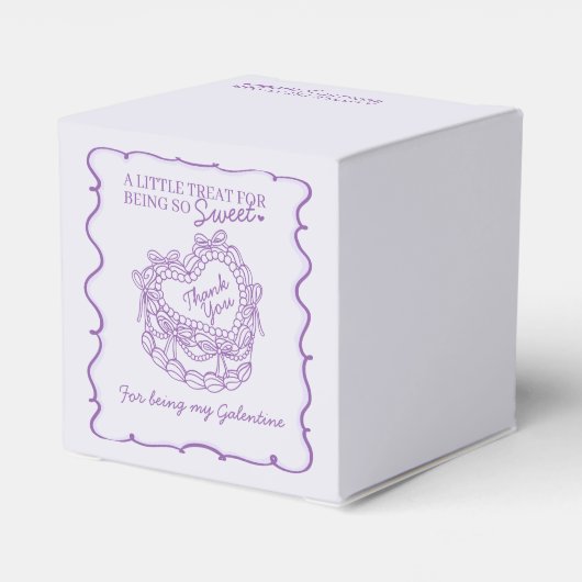 パープルボウレトロハートコケッテケーキガレンティーンズ フェイバーボックス (裏面サイド)