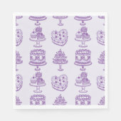 パープルボウレトロハートコケッテケーキバレンタイン スタンダードランチョンナプキン (正面)