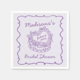 パープルボウレトロハートコケッテケーキ ブライダルシャワー スタンダードカクテルナプキン
