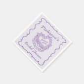 パープルボウレトロハートコケッテケーキ ブライダルシャワー スタンダードカクテルナプキン (角)