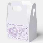 パープルボウレトロハートコケッテケーキ ブライダルシャワー フェイバーボックス (見開き)