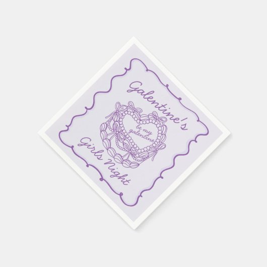 パープルボウレトロハートコケットケーキガレントイン スタンダードカクテルナプキン (角)