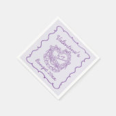 パープルボウレトロハートコケットケーキバレンタイン スタンダードカクテルナプキン (角)