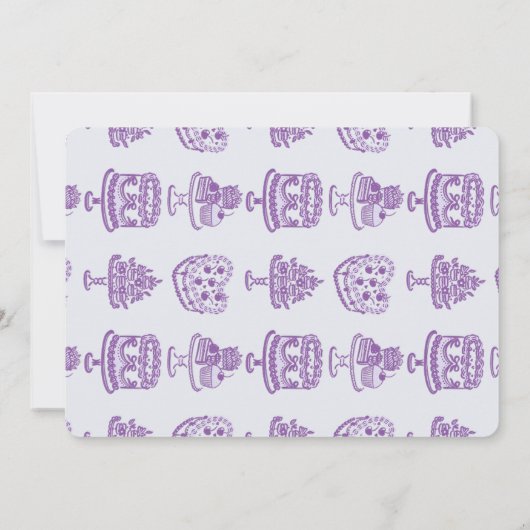 パープルボウレトロハートコケットケーキバレンタイン 招待状 (裏面)