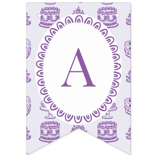 パープルボウレトロハートコケットケーキ誕生日 バンティングフラッグ (第3の旗)