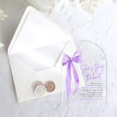 パープルボウ彼女は結び目のブライダルシャワー アクリル招待状