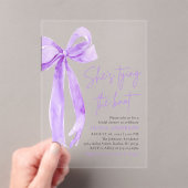 パープルボウ彼女は結び目のブライダルシャワー アクリル招待状 (インサイチュ (ポータブル))