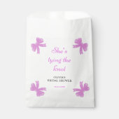 パープルボウ彼女は結び目のブライダルシャワー フェイバーバッグ (正面)