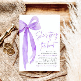 パープルボウ彼女は結び目のブライダルシャワー 招待状