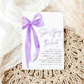 パープルボウ彼女は結び目のブライダルシャワー 招待状