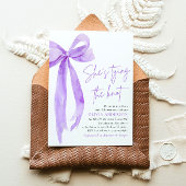 パープルボウ彼女は結び目のブライダルシャワー 招待状
