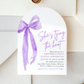 パープルボウ彼女は結び目のブライダルシャワー 招待状