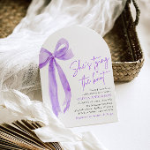 パープルボウ彼女は結び目のブライダルシャワー 招待状