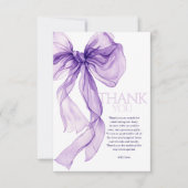 パープルボウ水カラーベビーイン開花ベビーシャワー サンキューカード (正面)