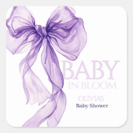 パープルボウ水カラーベビーイン開花ベビーシャワー スクエアシール