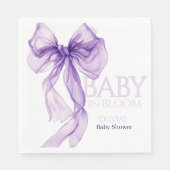 パープルボウ水カラーベビーイン開花ベビーシャワー スタンダードランチョンナプキン (正面)