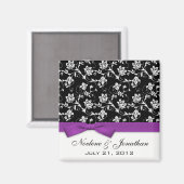 パープルボウ結婚のフラワーマグネット マグネット (正面/裏面)