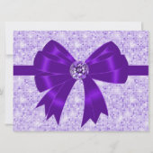 パープルボウ輝く女の子18th誕生日パーティー 招待状 (正面)