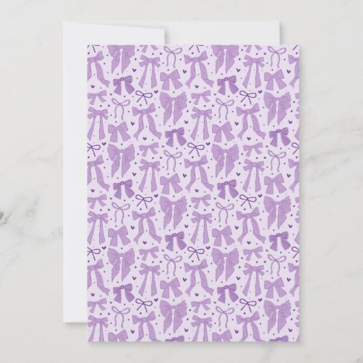 パープルボウ シャビー シック バースデーパーティー サンキューカード (裏面)