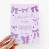 パープルボウ シャビー シック バースデーパーティー サンキューカード