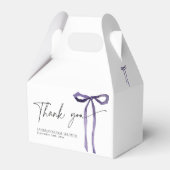 パープルボウ タイング ザ ノット ブライダルシャワー ゲーブル フェイバーボックス (正面サイド)