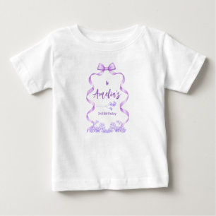 パープルボウ バースデー どんな年齢でも ベビーTシャツ