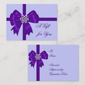 パープルボウ ラベンダー パープル ギフト証明書 割引カード (正面/裏面)