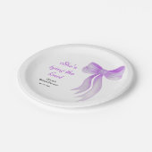 パープルボウ 彼女は結婚する ブライダルシャワー ペーパープレート (アングル)