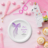 パープルボウ 彼女は結婚する ブライダルシャワー ペーパープレート (パーティー)