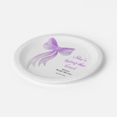 パープルボウ 彼女は結婚する ブライダルシャワー ペーパープレート (アングル)