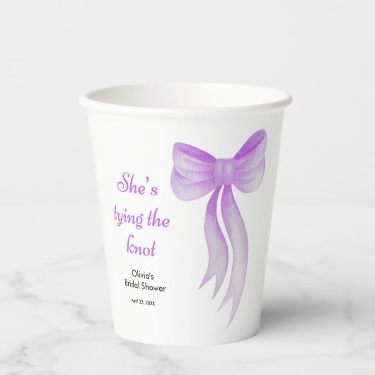 パープルボウ 彼女は結婚する ブライダルシャワー 紙コップ (正面)