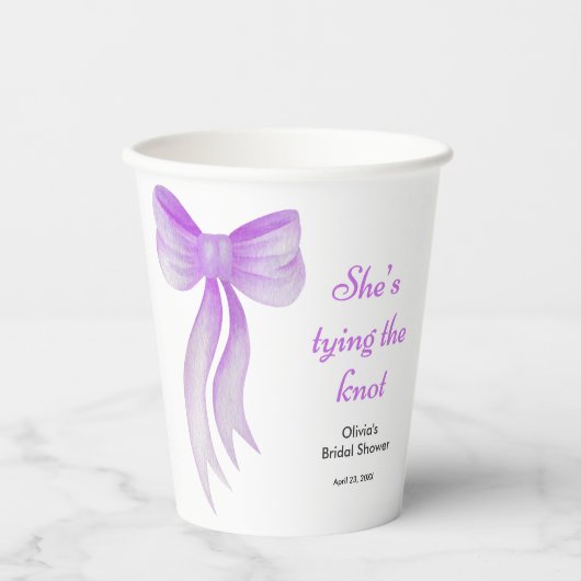 パープルボウ 彼女は結婚する ブライダルシャワー 紙コップ (正面)