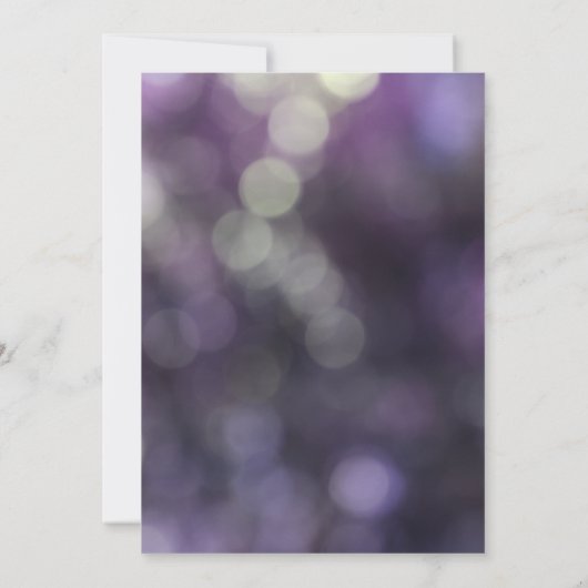 パープルボケ光 & "Just Married" タイポグラフィ 招待状 (裏面)