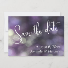 パープルボケ、モダンスクリプトのSave the Date セーブザデート