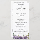 パープルボタニカルウォーターカラーフローラ結婚式 プログラム (正面/裏面)
